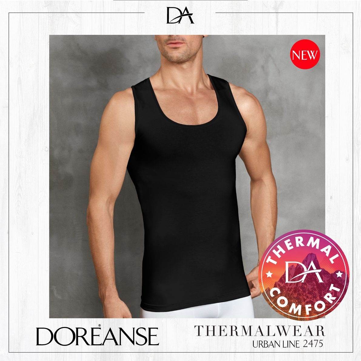 Termal Ribana Askılı Erkek Atlet Doreanse 2475 - Siyah