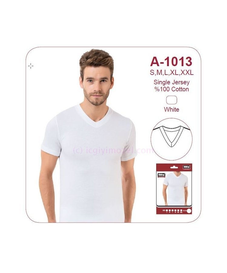 Pamuklu V Yaka Erkek Atlet Öztaş 1013 - Beyaz