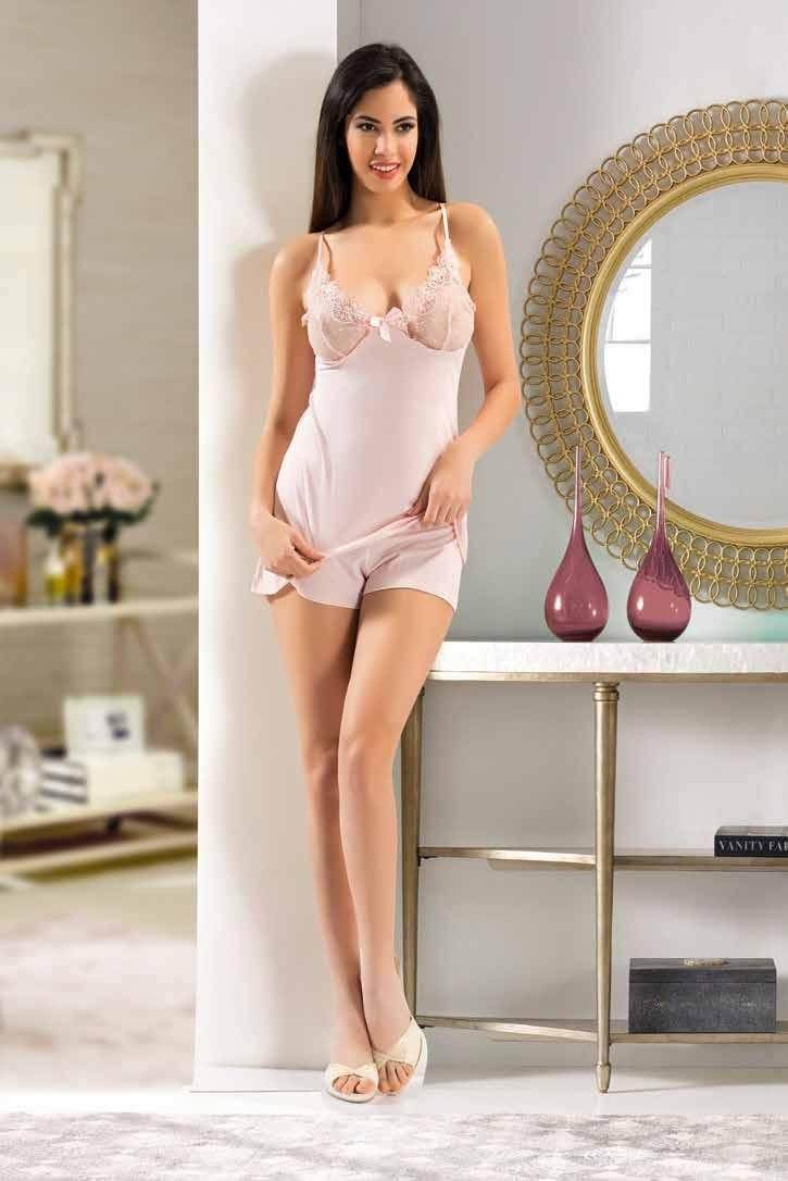 XSES Fantazi Dantel Detaylı Gecelik Sabahlık Takım XSES 1019 - Görsel 9