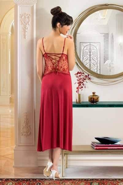 Pembe ve Siyah-Gri Renk Seçenekleri ile Fantazi Gecelik Sabahlık Takım XSES 3005 - Bordo