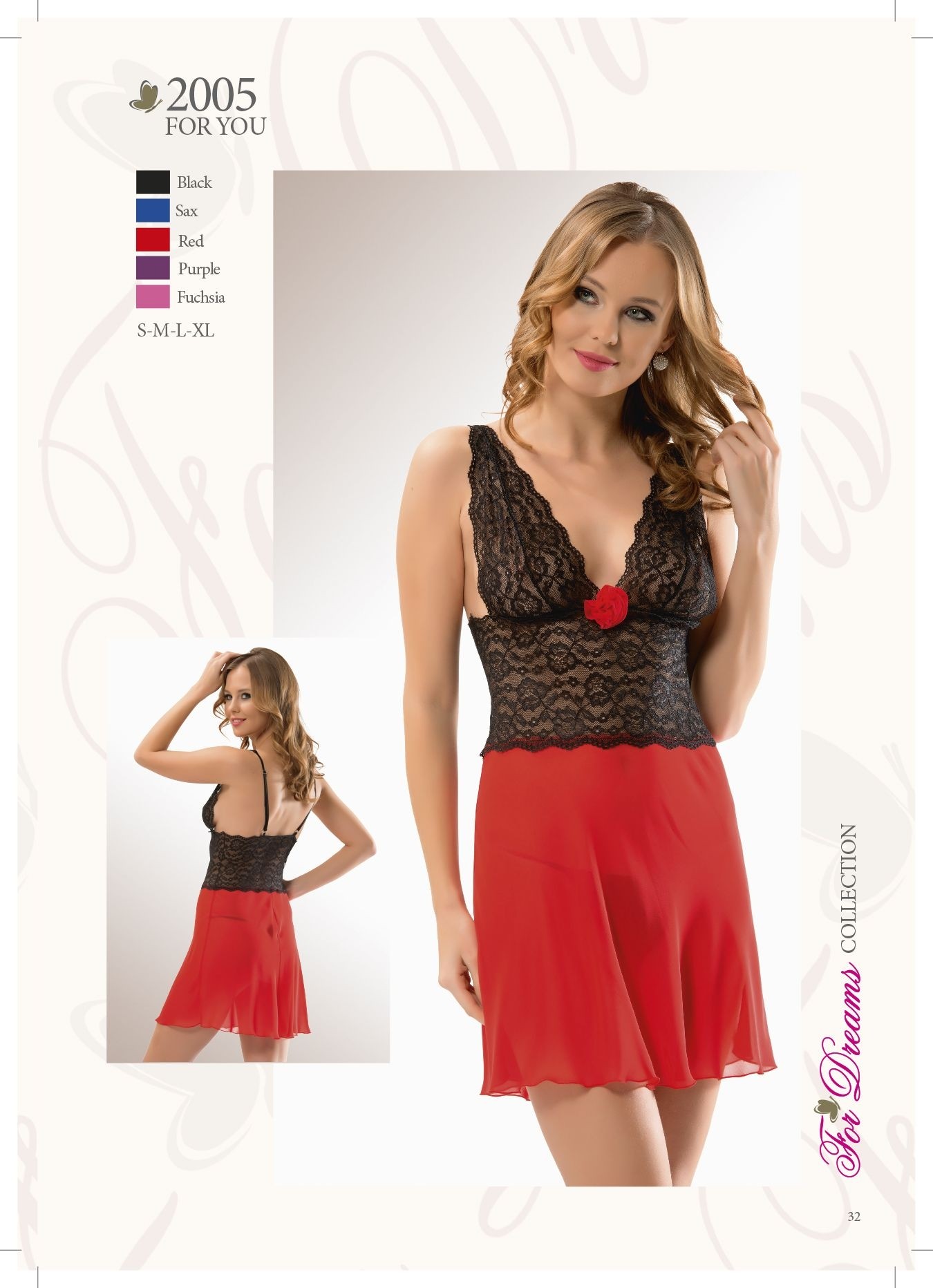 For Dreams Kısa Saten Gecelik Siyah For Dreams 2005 - Görsel 3