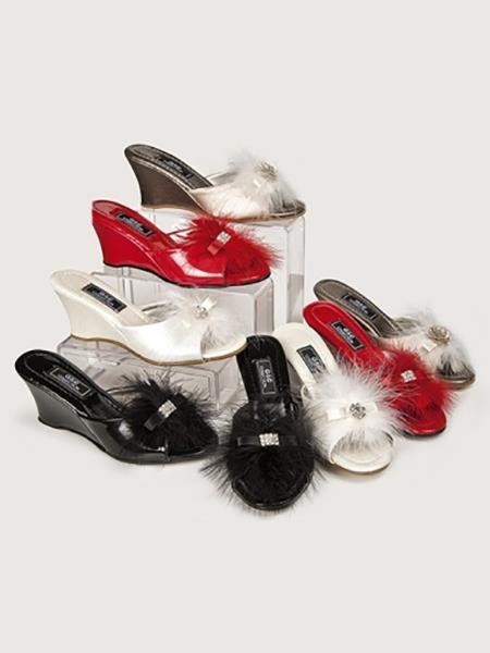 Yüksek Tabanlı Çeyiz Terliği Siyah-Gri Somon Ten G & C 170 - Kırmızı