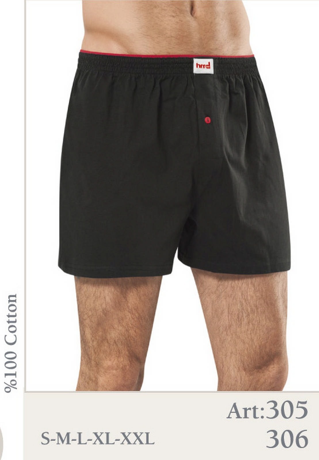 Pamuklu Esnek Bel Boxer HMD 305 - Siyah