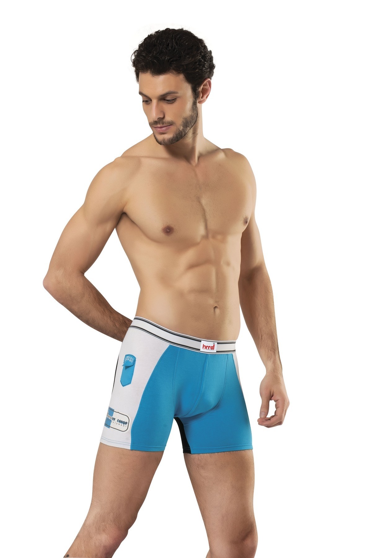 Pamuklu Esnek Bel Lastiği Erkek Boxer HMD 307 - Mavi