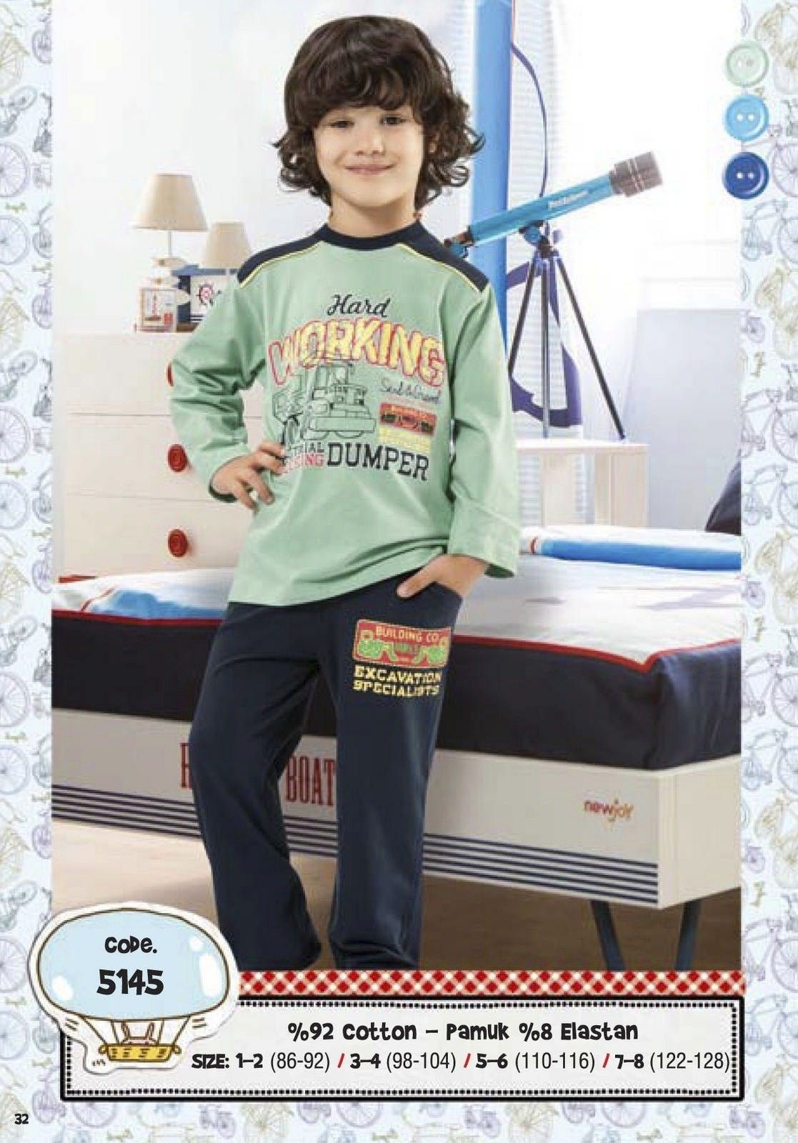 HMD Anti-alerjik Kumaşlı Çocuk Pijama Takımı HMD 5145