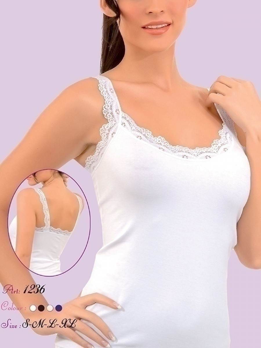 Dantelli Pamuklu Uzun Atlet İMER 1236 - Beyaz