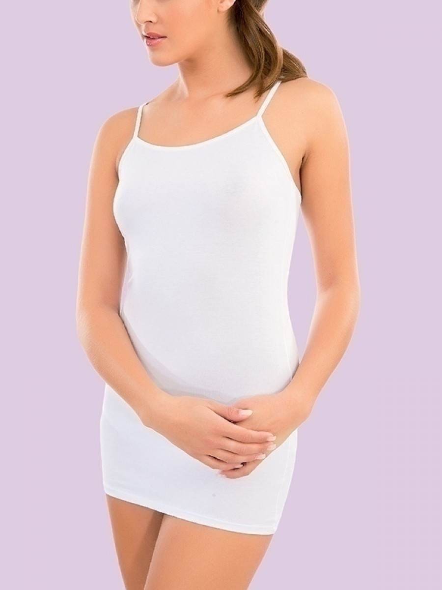 Dikişsiz Tam Boy İnce Askılı Modal Kombinezon İMER 1251 - Beyaz