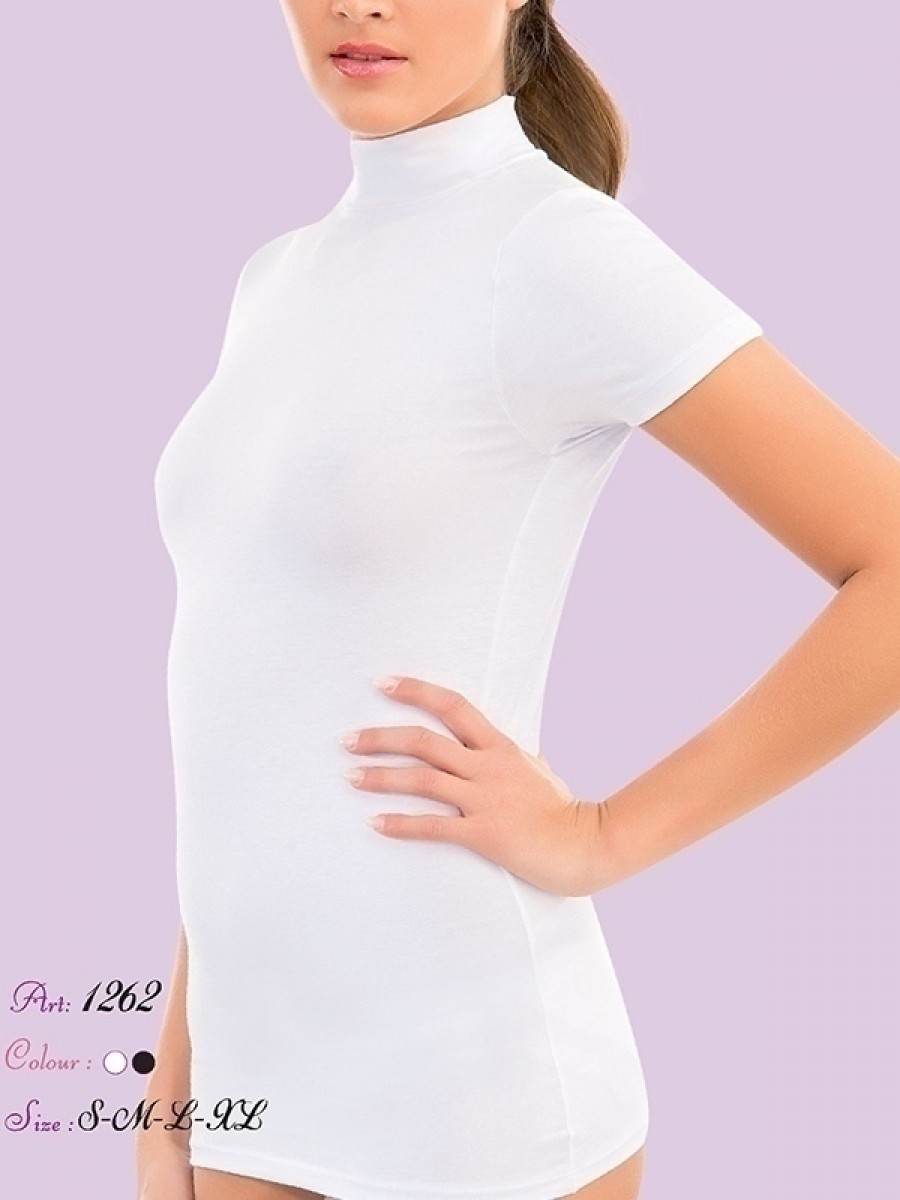 Tek Parça Kesim Boğazlı Kısa Kol Modal Body İMER 1262 - Beyaz