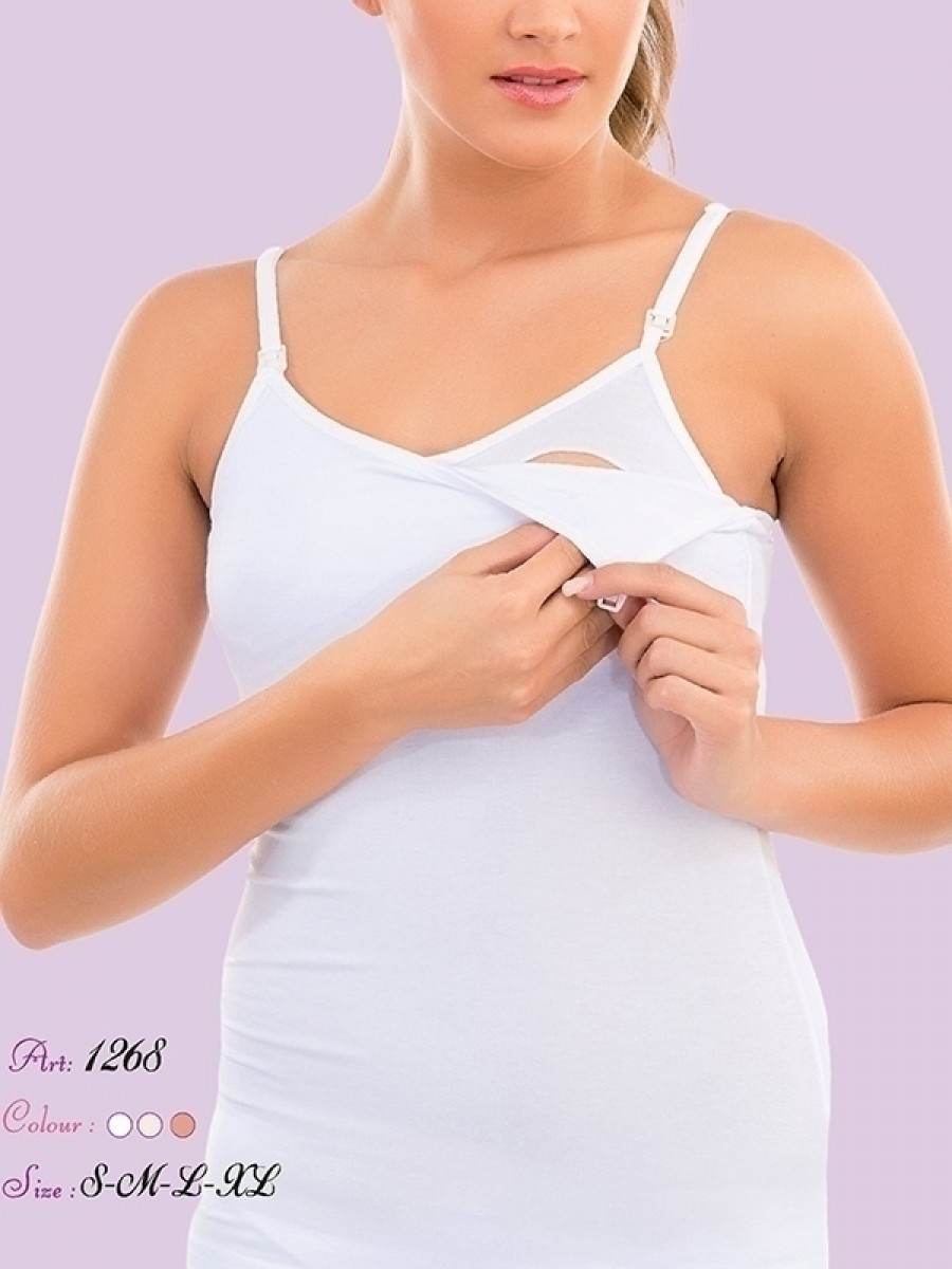 Modal Pamuklu Çift Katman Emzirme Atleti İMER 1268 - Beyaz