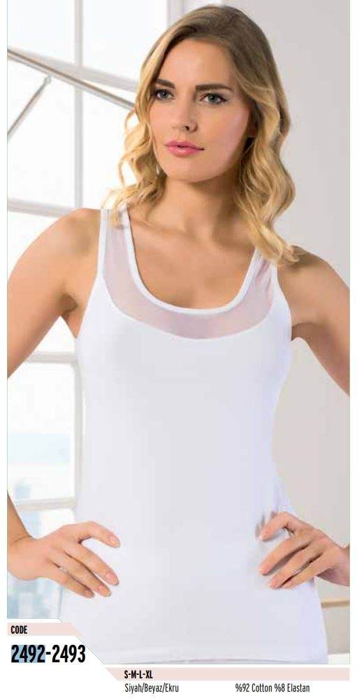 Pamuklu Nefes Alan Atlet Kadın HMD 2492 - Beyaz