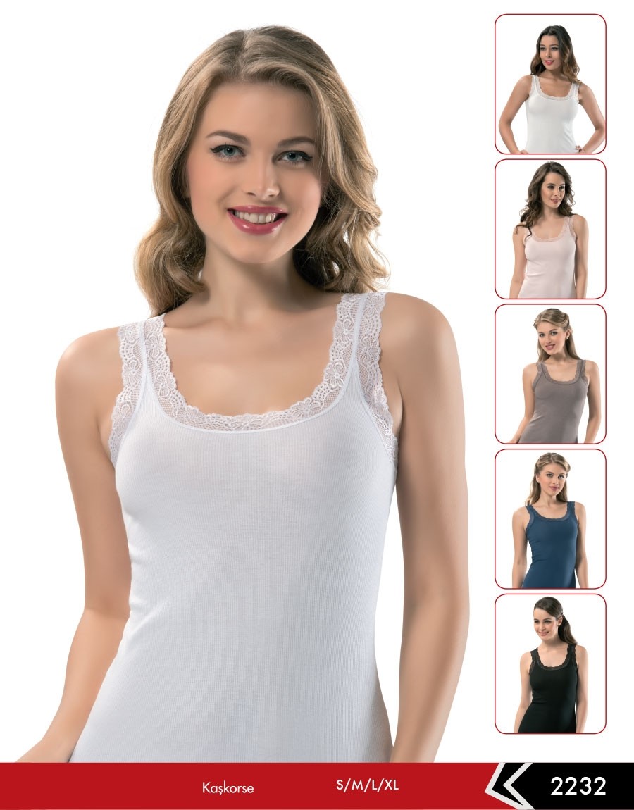 Pamuklu Geniş Askılı Atlet Kadın Erdem 2232 - Beyaz