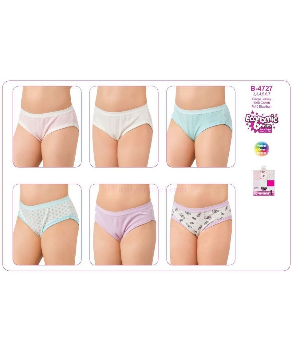 Pamuklu Baskılı Slip Külot 6'lı Paket Öztaş 4727 - Renkli