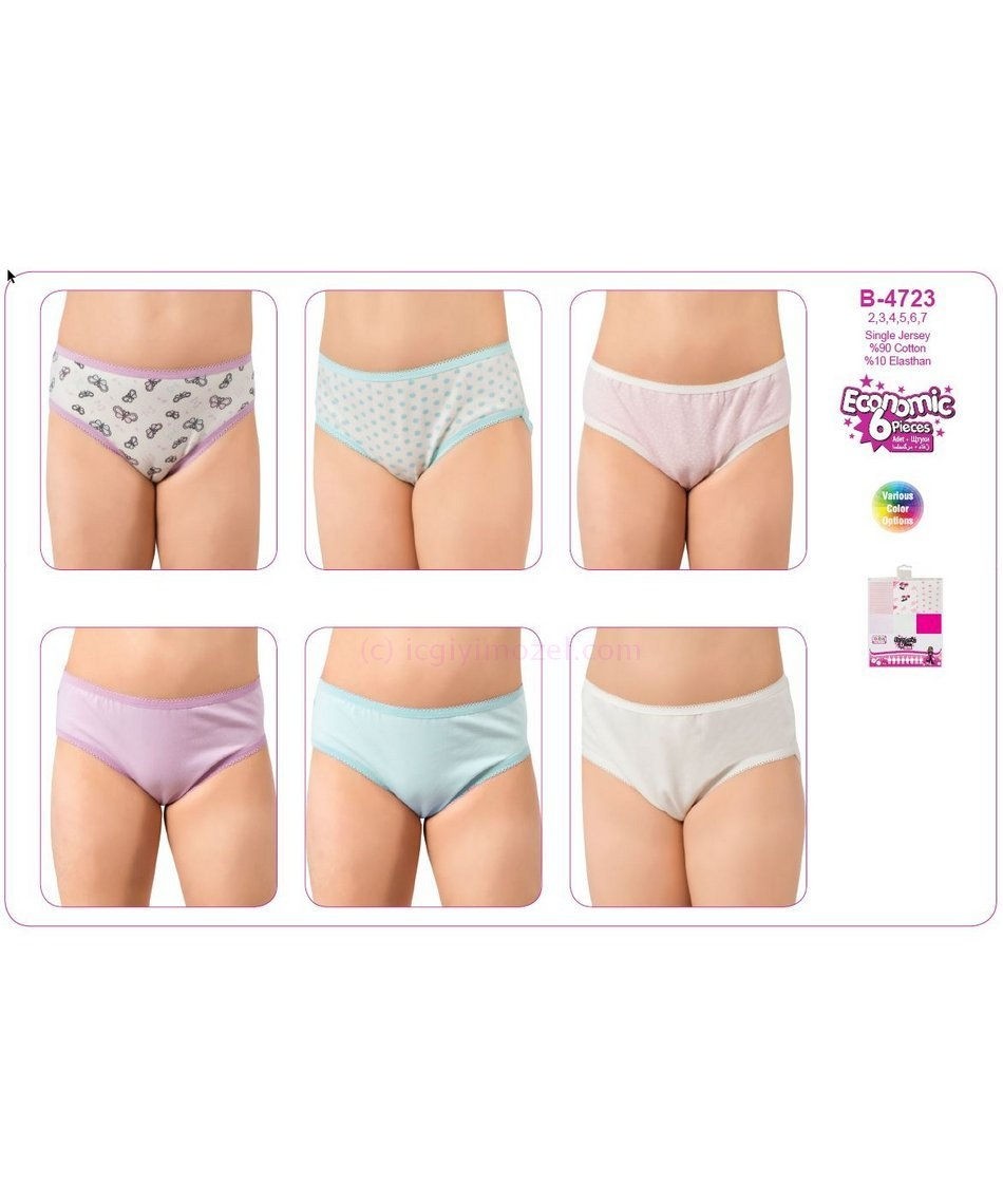 Pamuklu Esnek Bel Lastiği Kız Çocuk Külot  Öztaş 4723 - Renkli