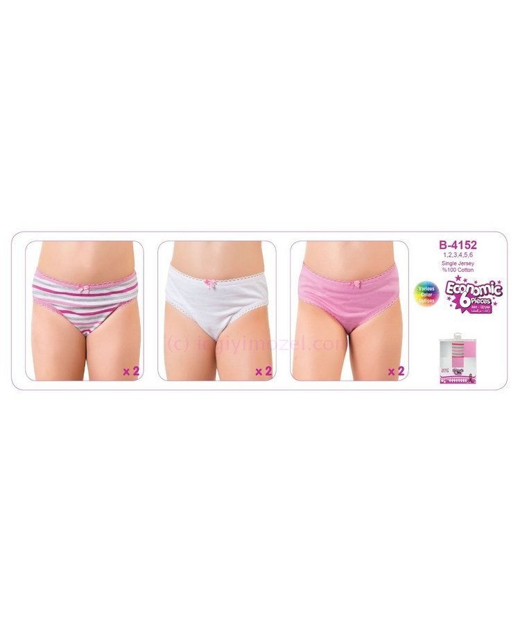 Baskılı ve Düz Desenli Kız Çocuk Külot  Öztaş 4152 - Renkli