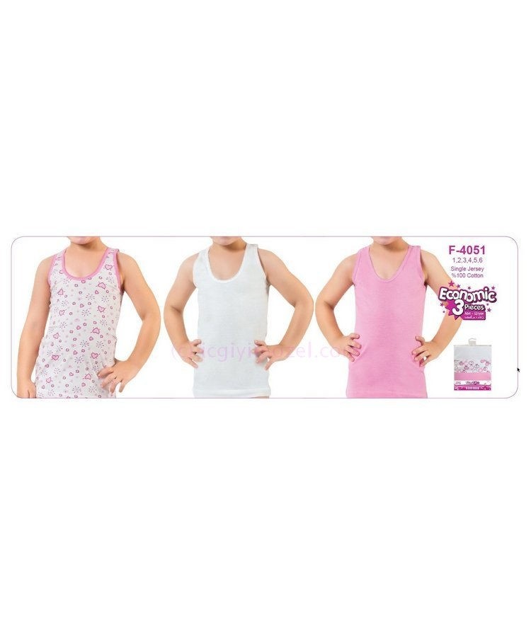 Geniş Askılı Pamuklu Kız Çocuk Atlet Öztaş 4051 - Renkli