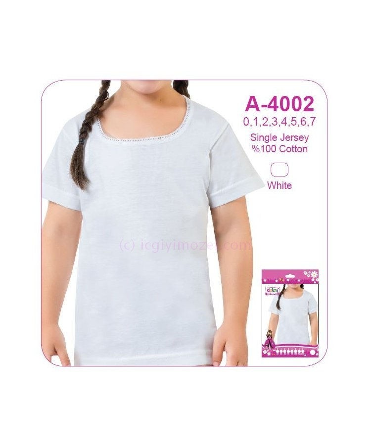 Dantelli Pamuklu Yarım Kollu Atlet Kız Çocuk Öztaş 4002 - Görsel