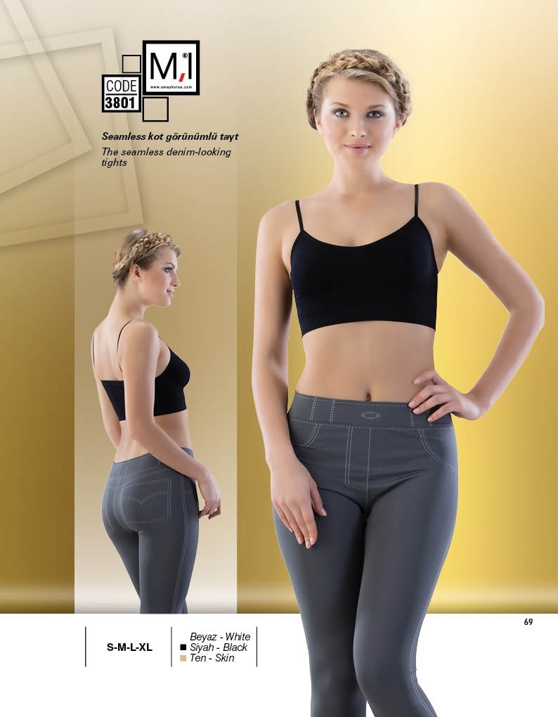 Esnek Yüksek Bel Dikişsiz Tayt Emay 3801 - Gri