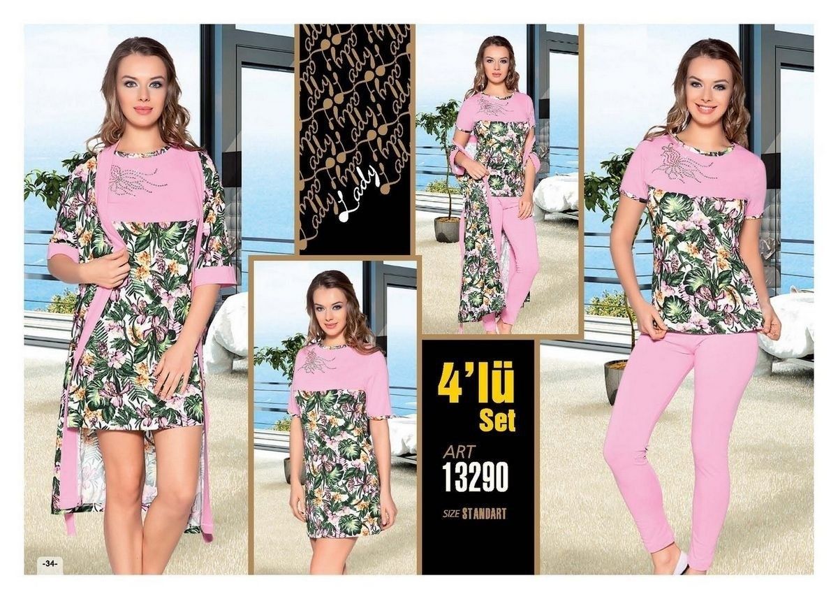 Uzun Kuşaklı Pamuklu Sabahlık Lady 13290 - Görsel