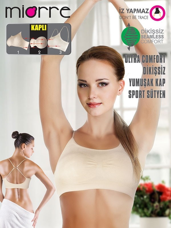 Miorre Ultra Comfort Dikişsiz Yumuşak Kap Sport Sütyen - Ten