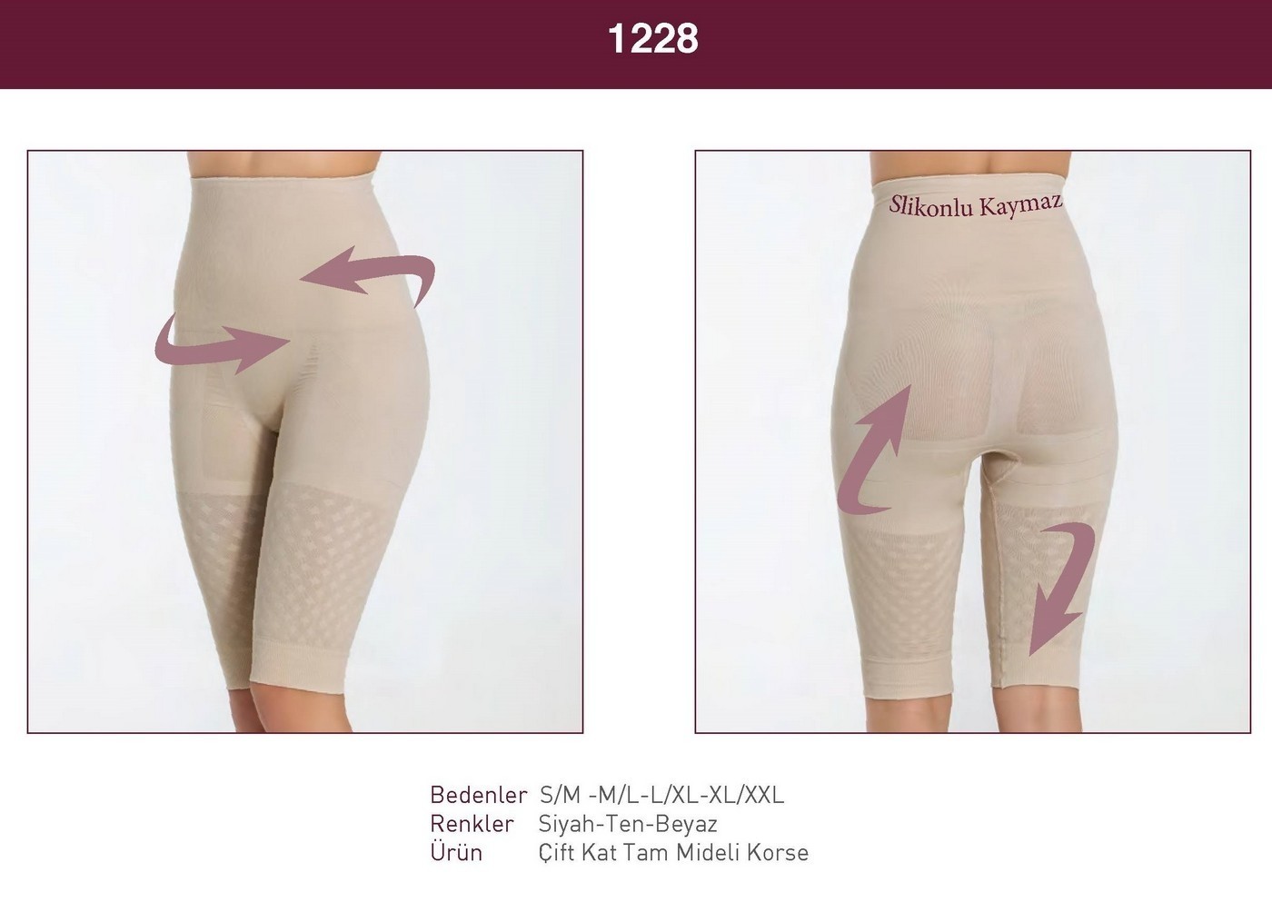 Çift Kat Yüksek Bel Korse Miss Fit 1228 - Ten