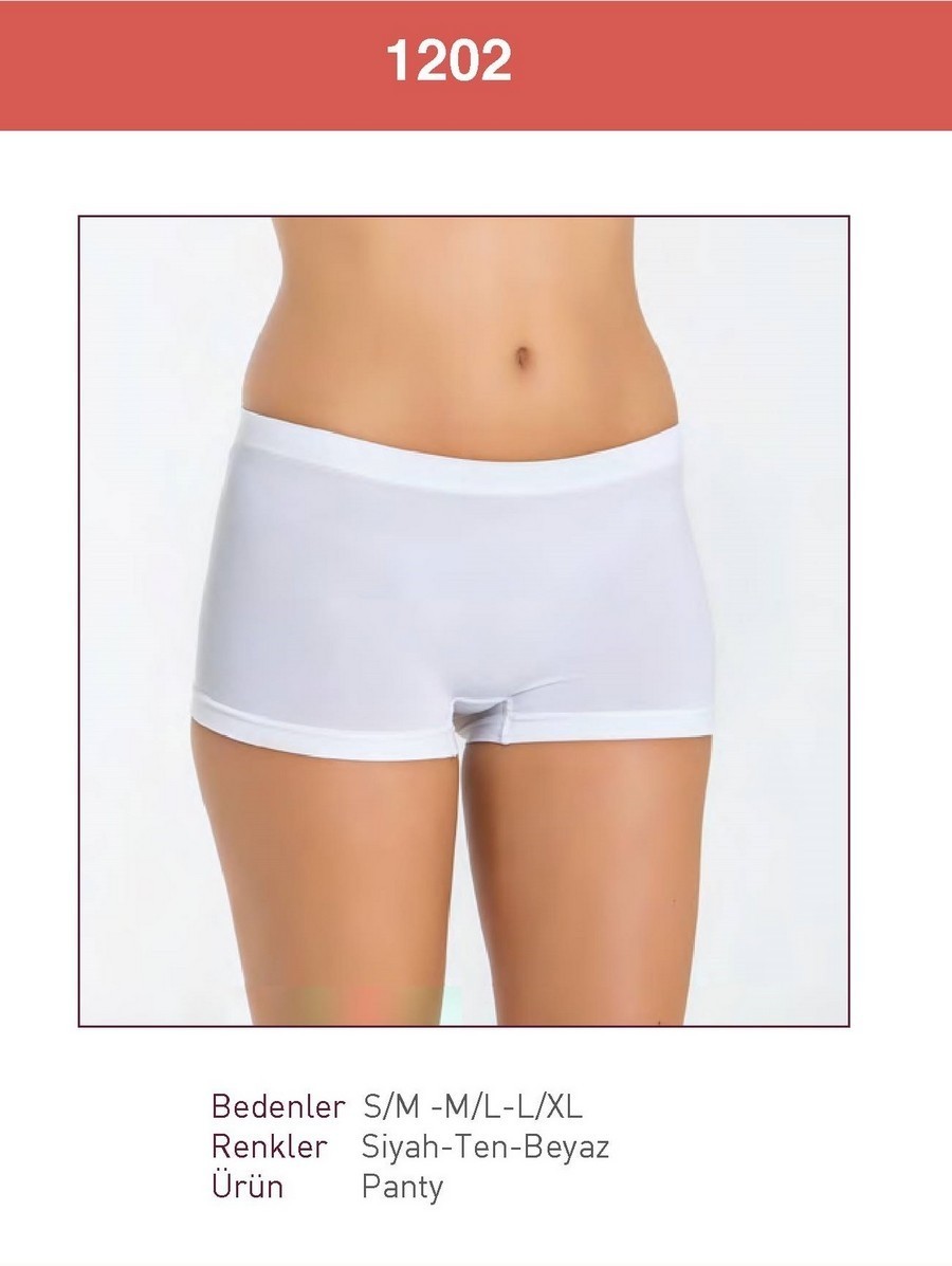 Yüksek Bel Uzun Paça Kadın Boxer Külot Miss Fit 1202 - Beyaz