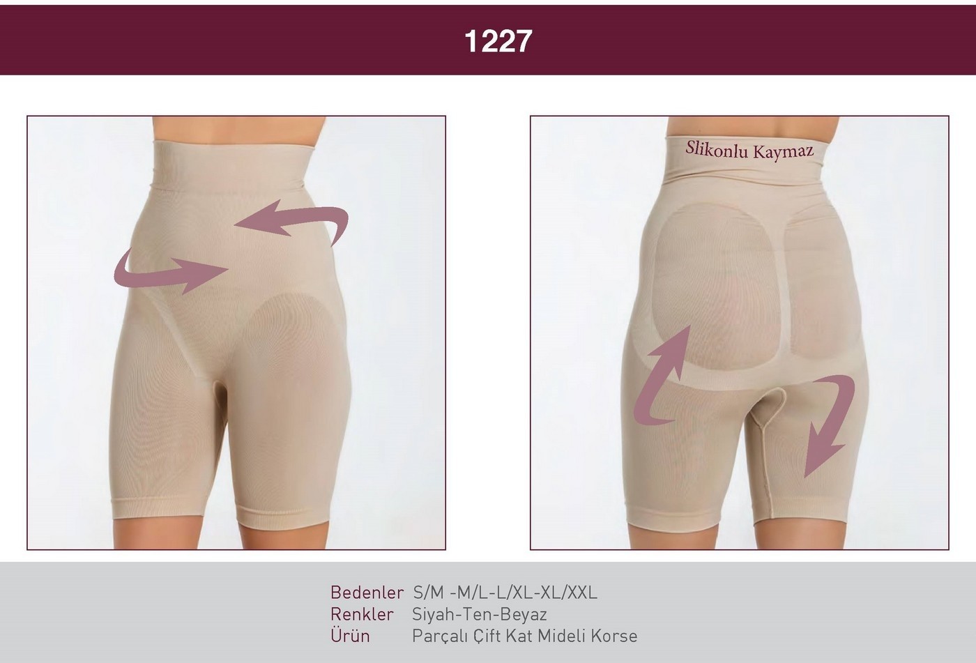 Kademeli Kompresyonlu Mideli Kaymaz Korse Miss Fit 1227 - Ten