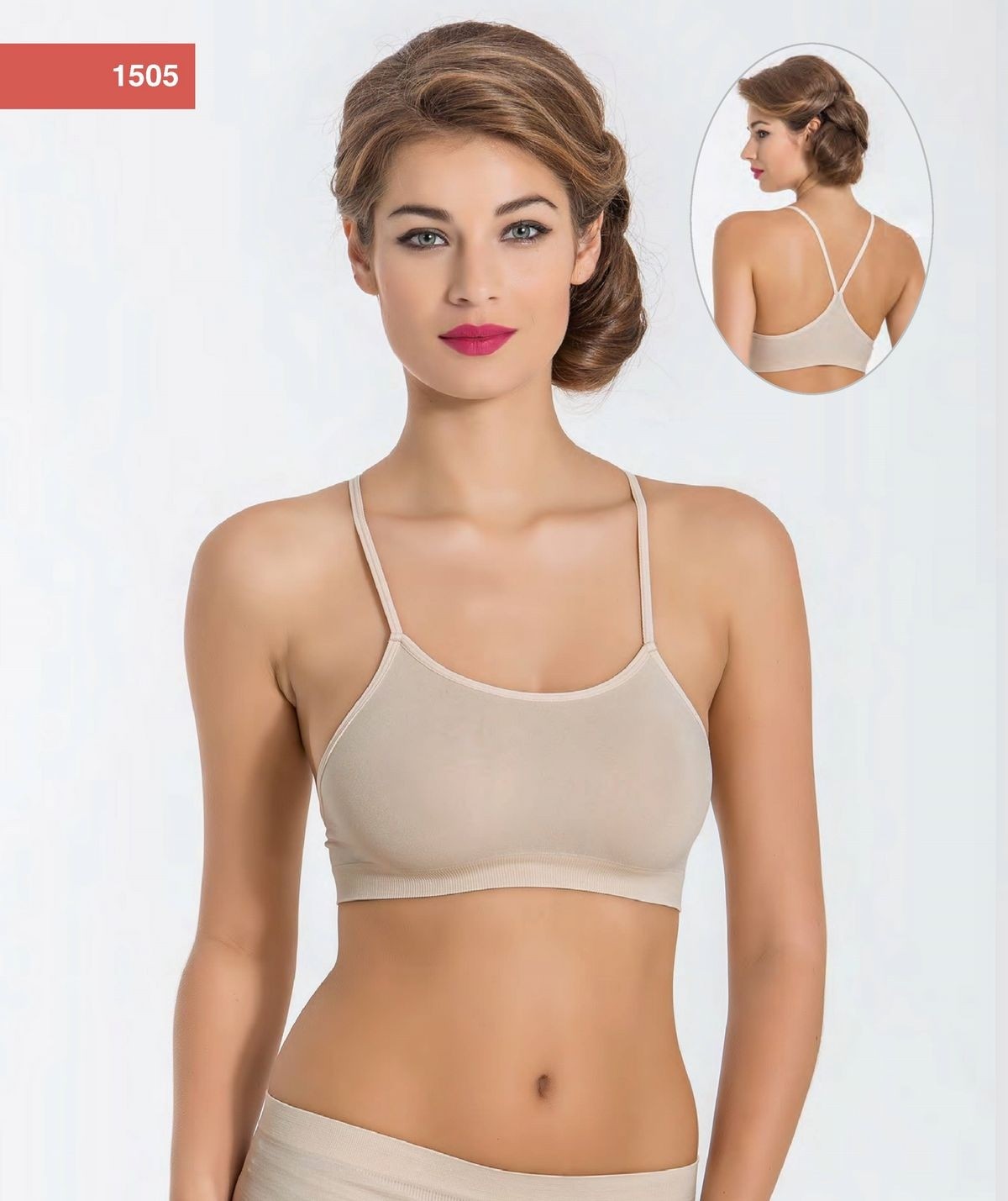 Dikişsiz İnce Askılı Sporcu Büstiyer Miss Fit 1505 - Ten