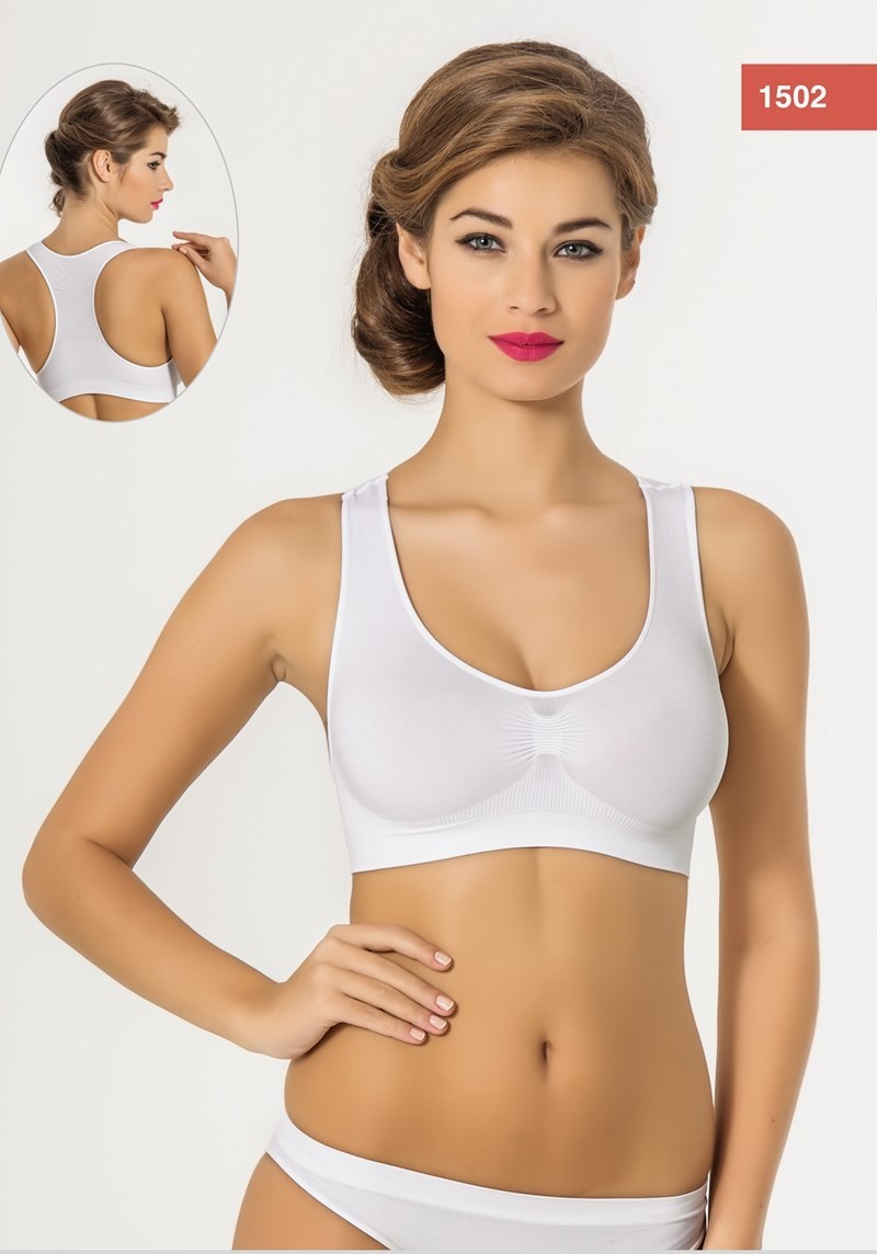 Dikişsiz Hafif Kompresyon Sporcu Büstiyer Miss Fit 1502 - Beyaz