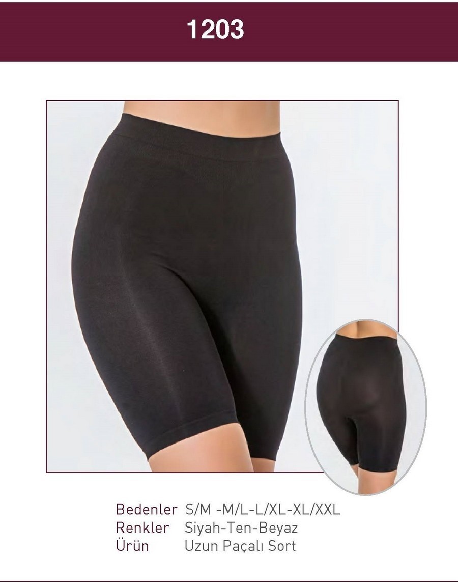 Uzun Paçalı Şort Korse Bel Desteği Miss Fit 1203 - Siyah