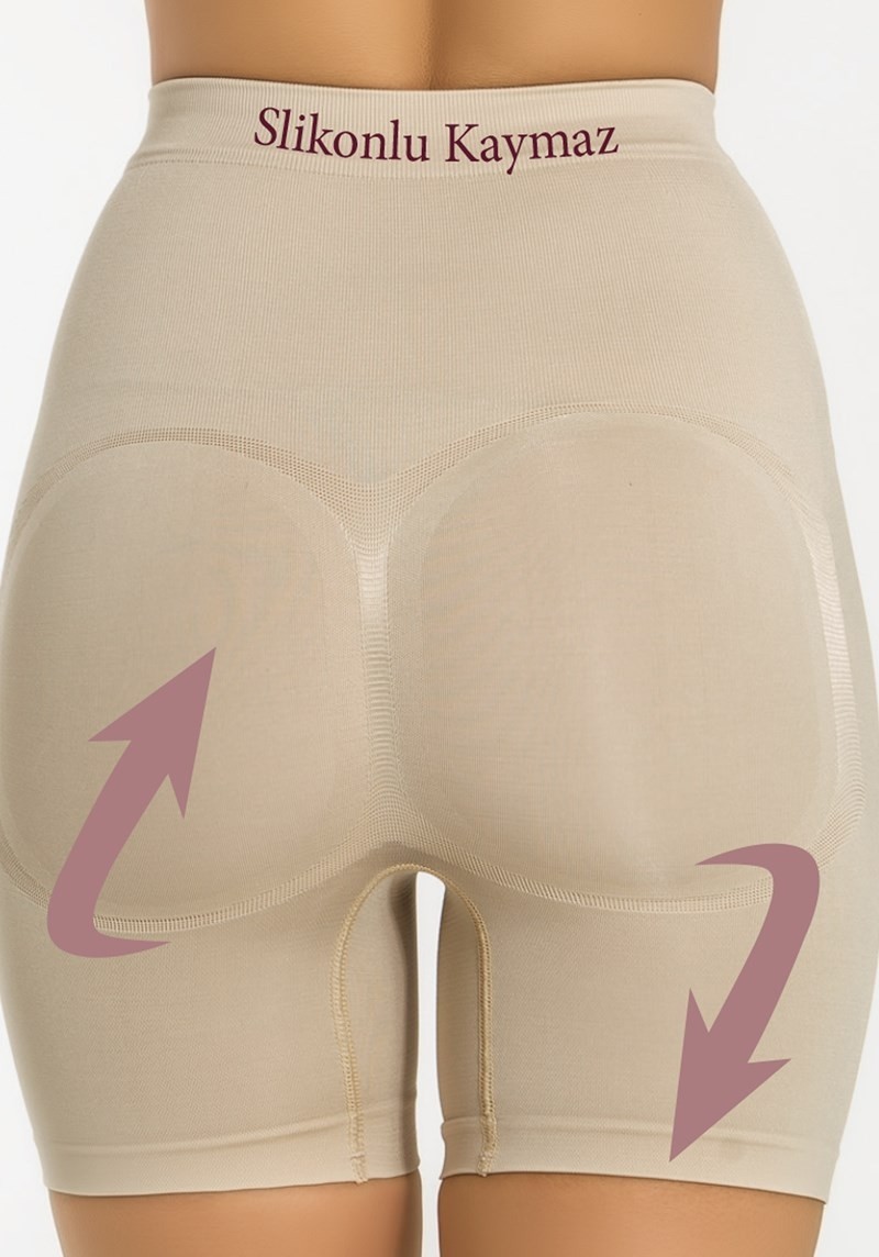 Yüksek Bel Silikonlu Kaymaz Korse Boxer Miss Fit 34313 - Ten