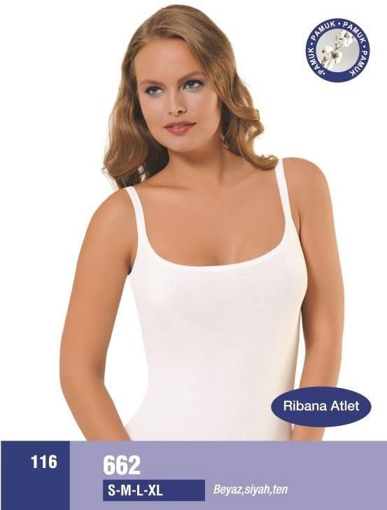 Pamuklu İp Askılı Ribana Atlet NBB 662 - Beyaz