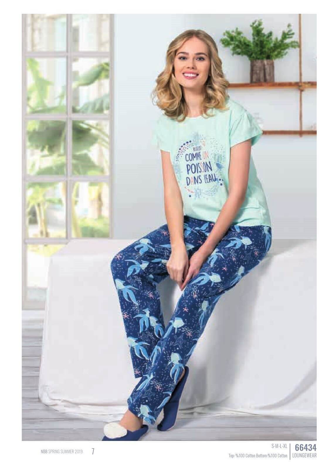 NBB Penye Kumaş Kısa Kol Pijama Takımı NBB 66434