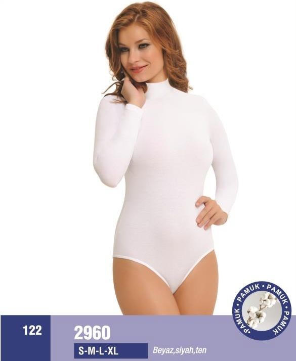 Pamuklu Esnek Uzun Kollu Body NBB 2960 - Beyaz