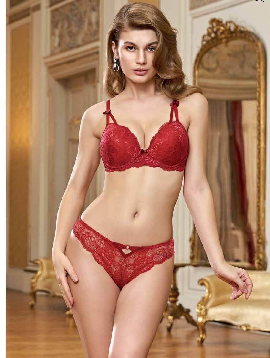 Destekli Sütyen Bikini Külot Takım Lacivert Nurteks 4430 - Bordo