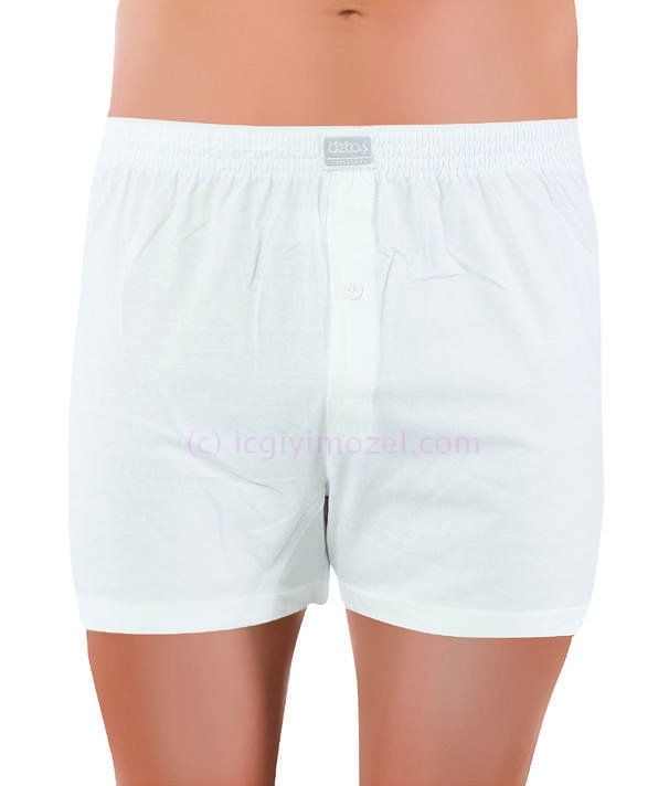 Esnek Bel Lastiği Pamuklu Boxer Öztaş 1129 - Beyaz