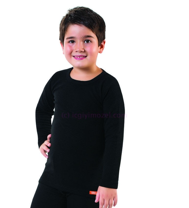 Pamuklu Termal Fanila Erkek Çocuk Öztaş 3610 - Siyah