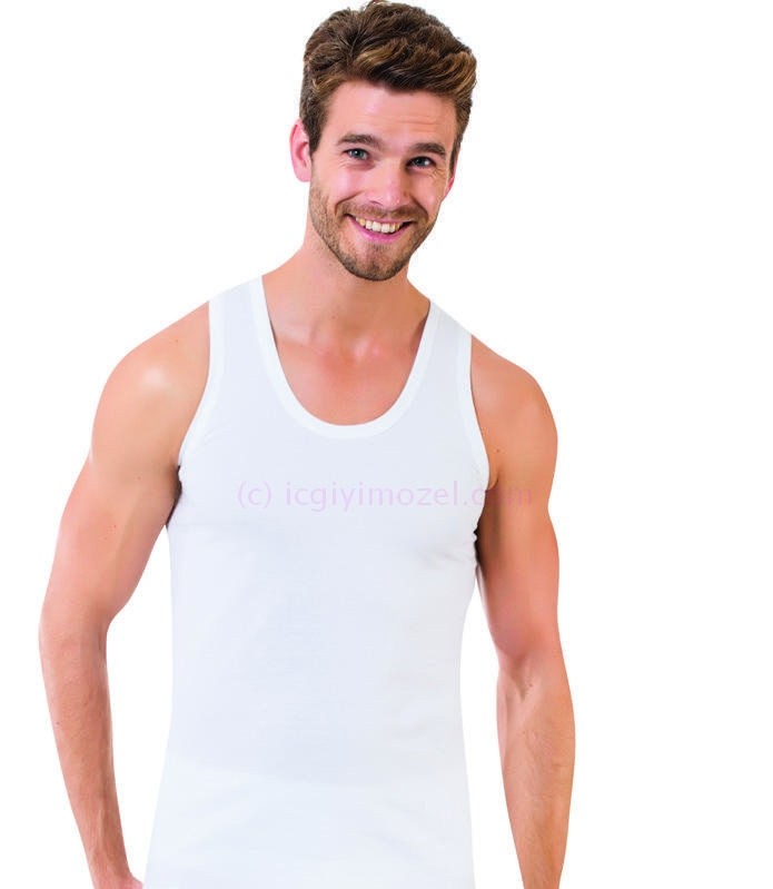 Pamuklu Ribana Kesim Erkek Atlet Öztaş 1001 - Beyaz