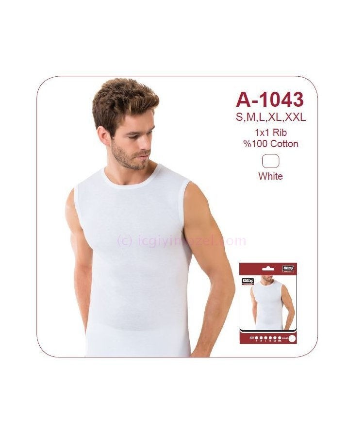 Ribana Kolsuz Sıfır Yaka Atlet Öztaş 1043 - Beyaz