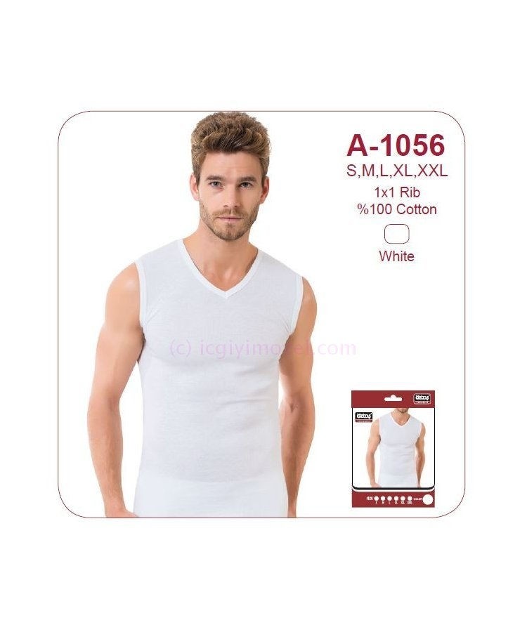 Ribana Kolsuz V Yaka Erkek Atlet Öztaş 1056 - Beyaz