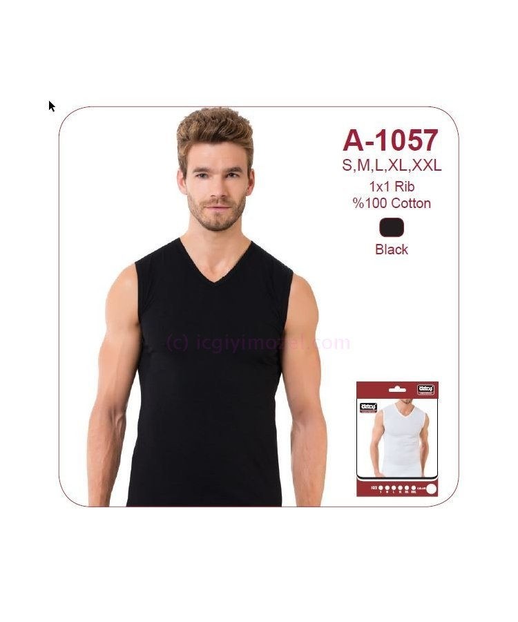 Ribana Kolsuz V Yaka Erkek Atlet Öztaş 1057 - Siyah