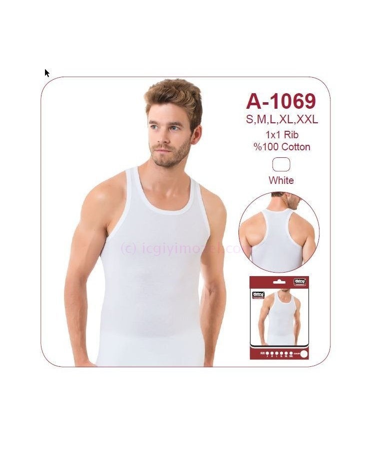 Ribana Pamuklu Beyaz Atlet Öztaş 1069 - Beyaz