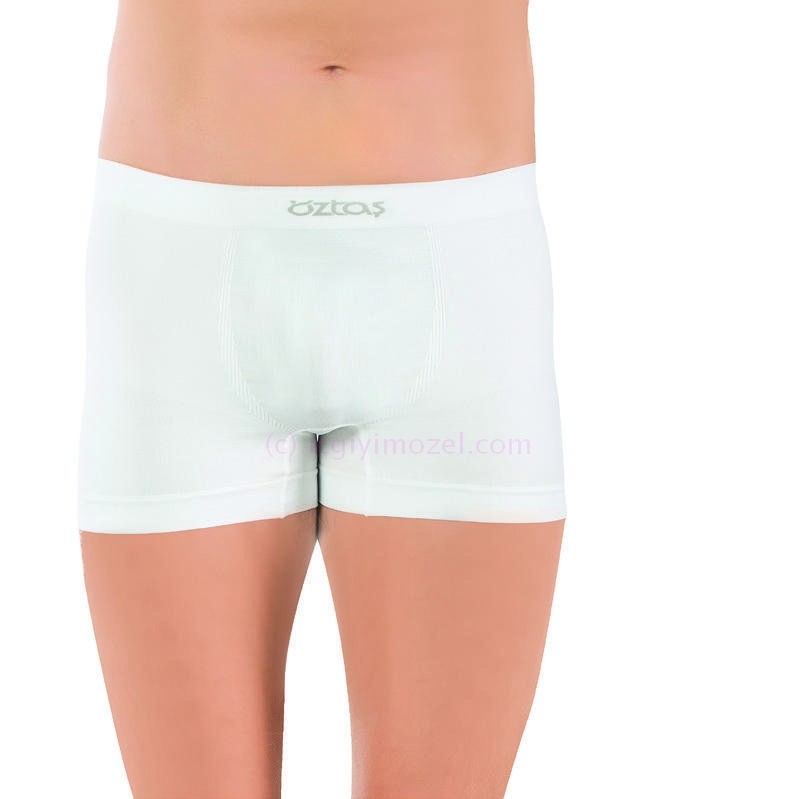 Pamuklu Esnek Bel Boxer Öztaş 1452 - Beyaz