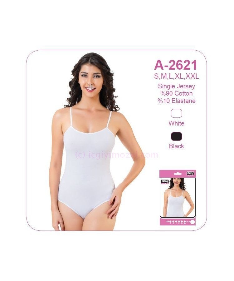 İp Askılı Çıtçıt Detaylı Body Öztaş 2621 - Beyaz