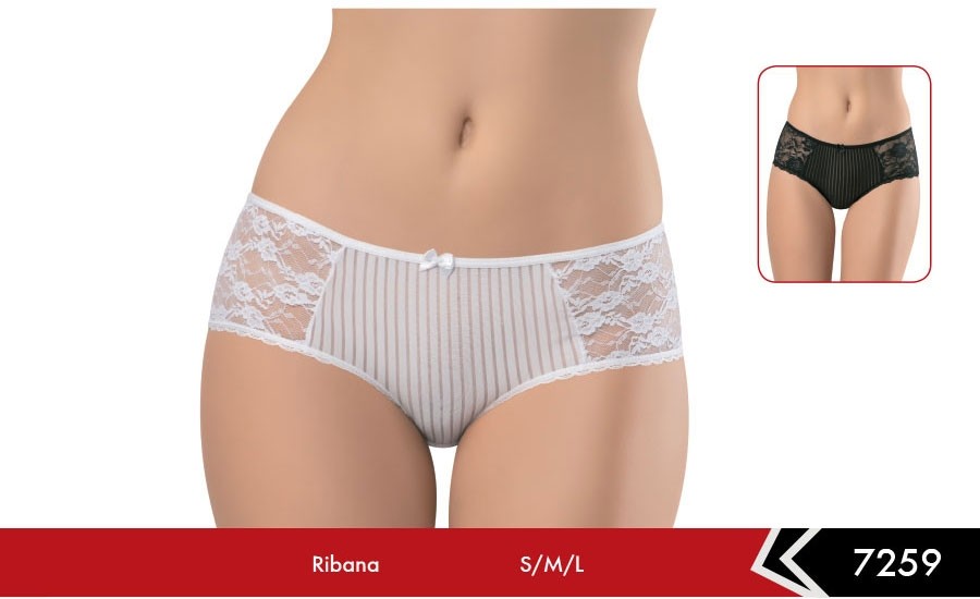 Pamuk Elastan Düşük Bel Bikini Külot Siyah Beyaz Erdem 7259 - Beyaz