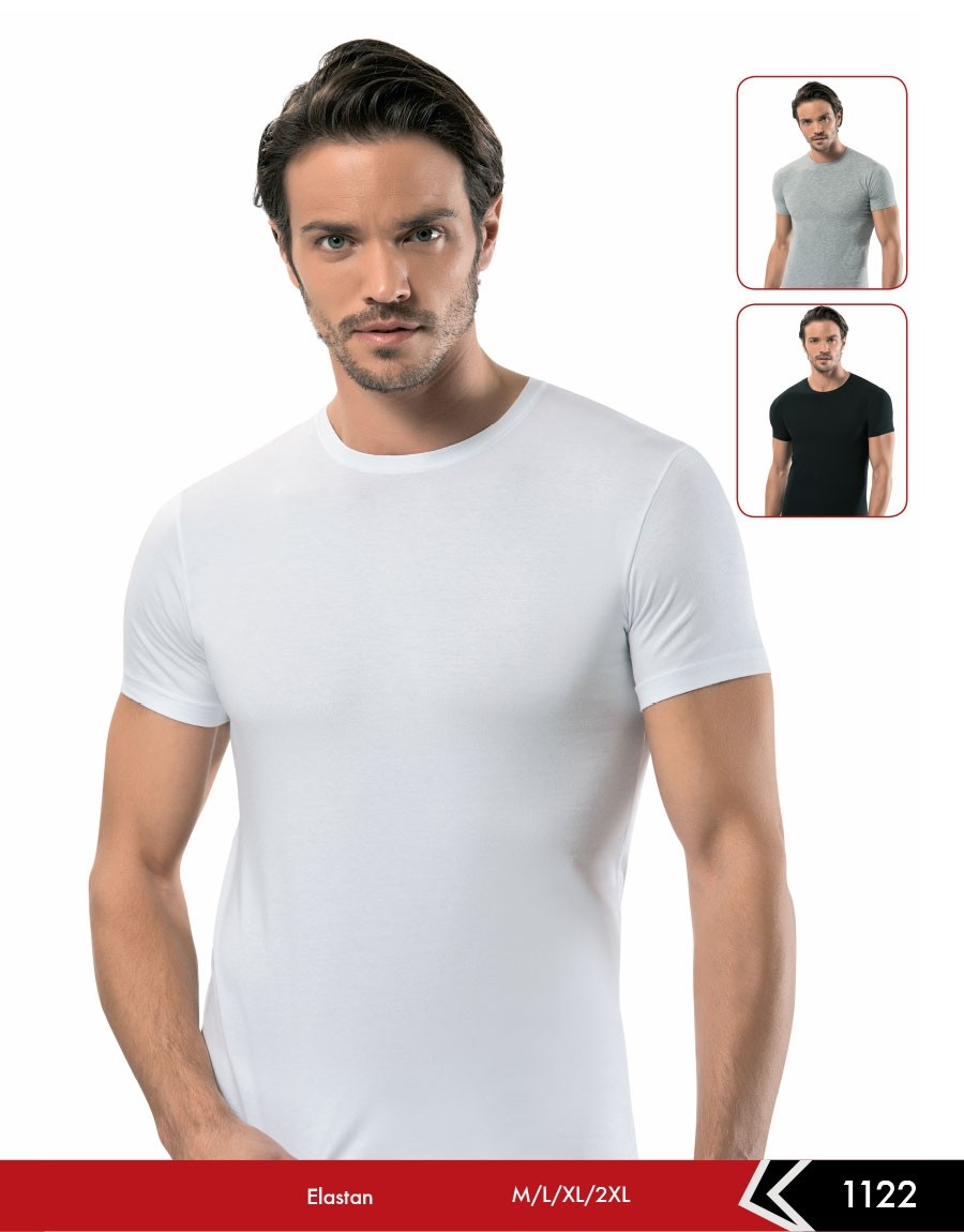 Pamuk Elastan Sıfır Vaka Erkek Atlet Siyah Gri Beyaz Erdem 1122 - Beyaz