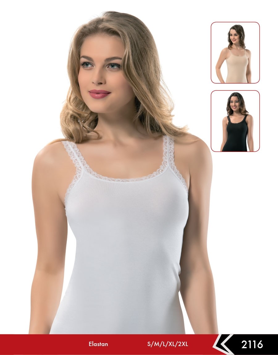 Pamuklu Dantelli Kaşkorse Atlet Erdem 2116 - Beyaz