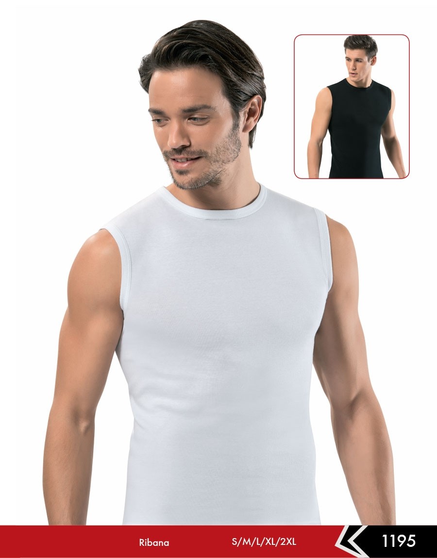 Rıbana Kolsuz Pamuklu Erkek Atlet Erdem 1195 - Beyaz