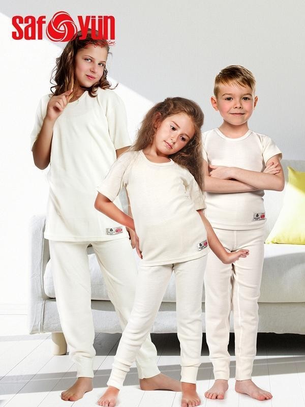 İç Fırçalı Yün Termal Don Çocuk Saf Yün 700 - Ekru