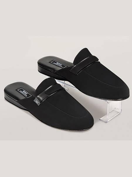 Nubuk Taban Tokalı Erkek Terlik Somon G & C Collection 350 - Siyah