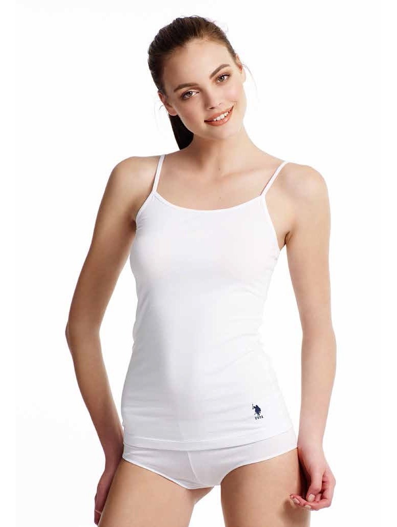 Pamuklu Esnek İp Askılı Atlet Us. POLO Assn. 66000 - Beyaz